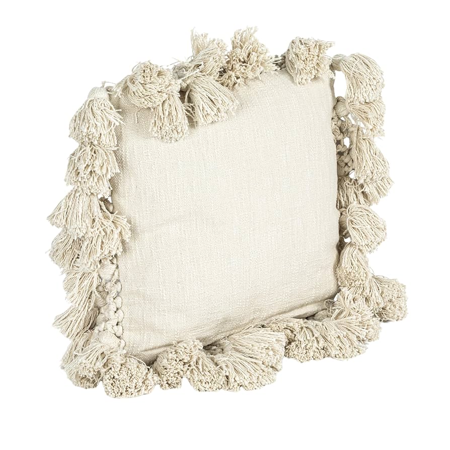 Amazon.com: Creative Co-Op Cotton Slub Pillow with Crochet